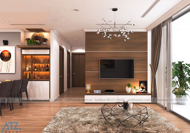 Hình ảnh mẫu thiết kế nội thất phòng khách nhà anh Toàn