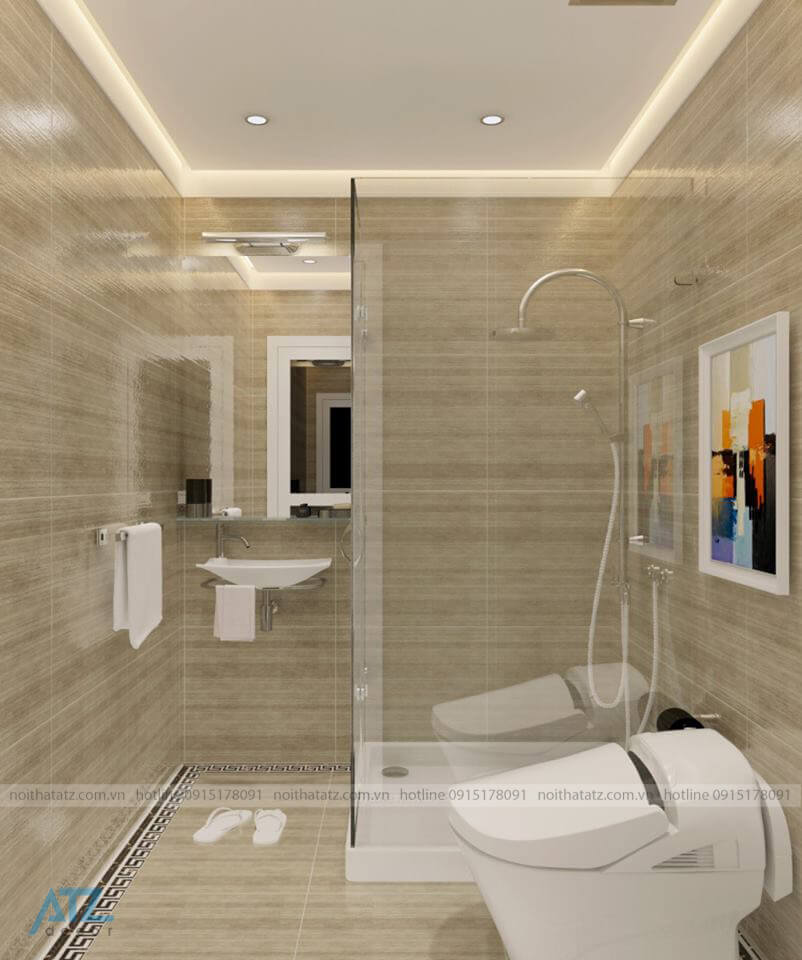 thiết kế nhà vệ sinh hiện đại tại căn hộ 57m2