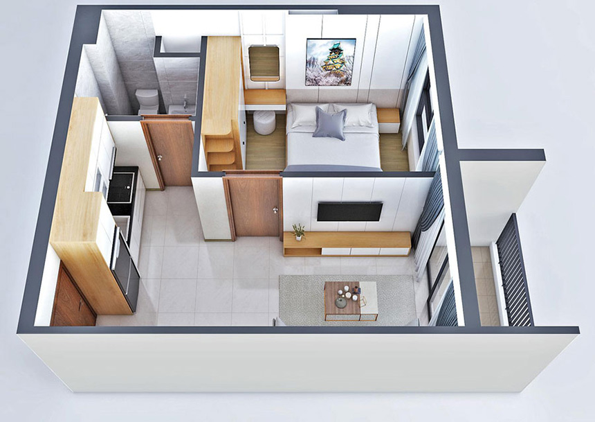 Thiết kế nội thất chung cư 62m2 đón đầu xu hướng