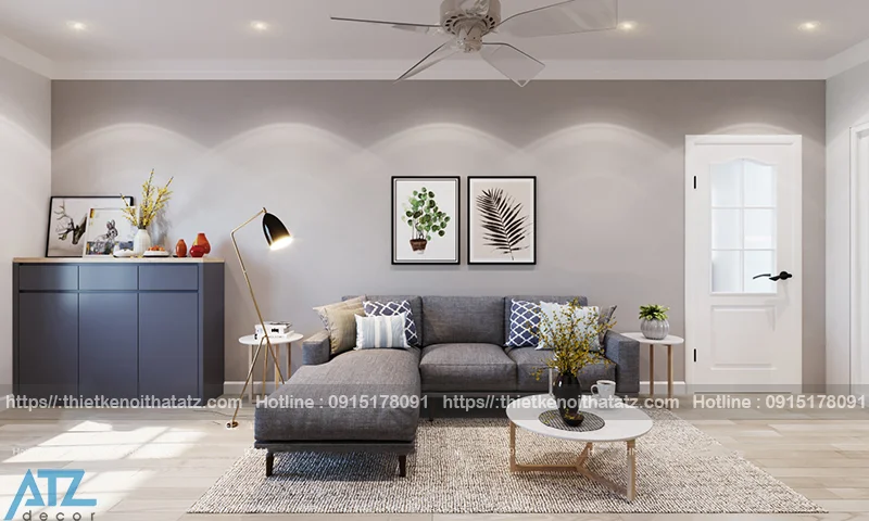 Mẫu thiết kế nội thất phòng khách chung cư căn 40m2 nhà chị Thảo