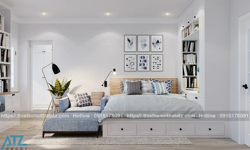 Hình ảnh mẫu thiết kế nội thất phòng ngủ của mẹ con chị Thảo