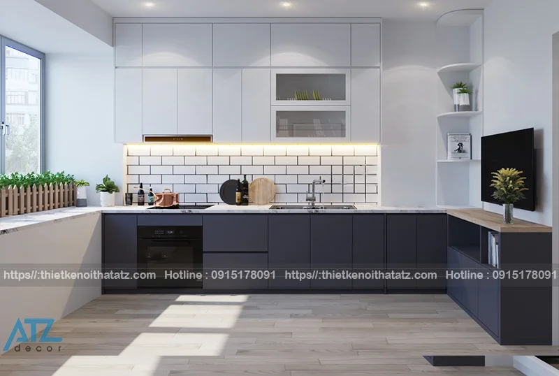 Một vài hình ảnh về mẫu thiết kế nội thất phòng bếp ăn nhà chị Thảo