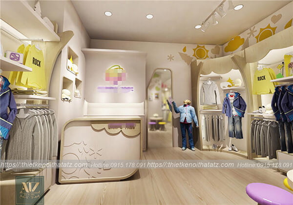 Thiết kế nội thất shop quần áo trẻ em tại Bắc Ninh cho chị Hồng