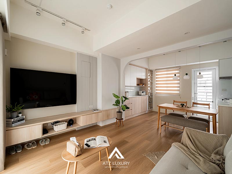 Mẫu thiết kế nội thất chung cư 53m2 2 phòng ngủ dành cho vợ chồng trẻ