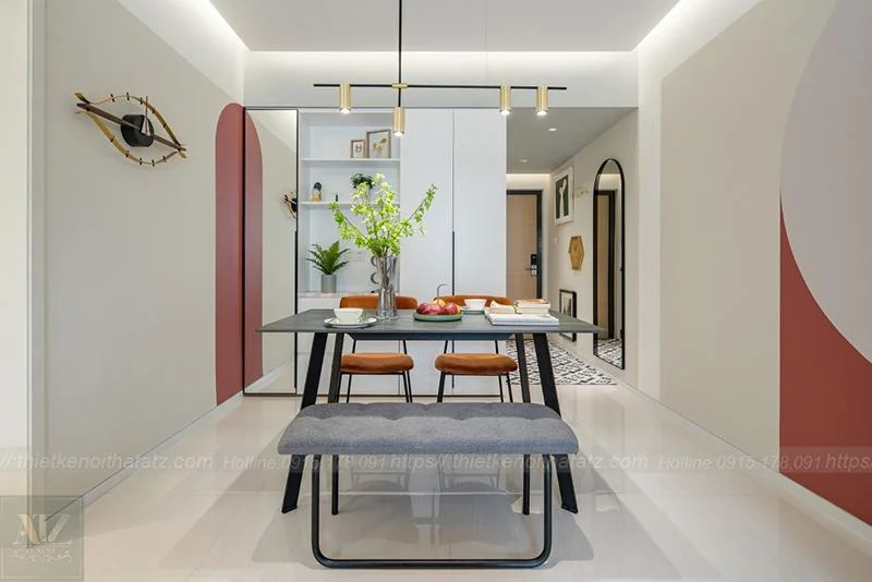 nội thất căn hộ 85m2 3 phòng ngủ hiện đại, sáng tạo