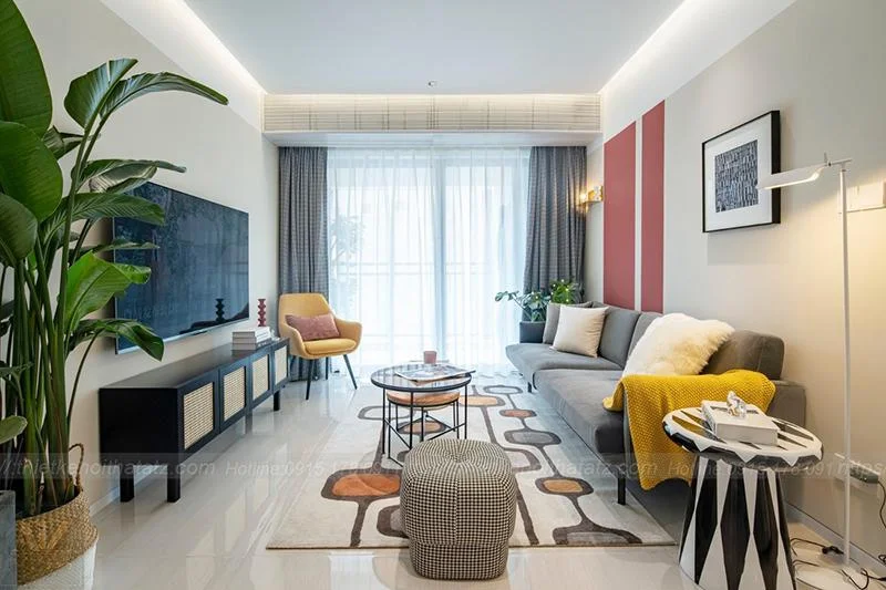 nội thất căn hộ 85m2 3 phòng ngủ hiện đại, sáng tạo