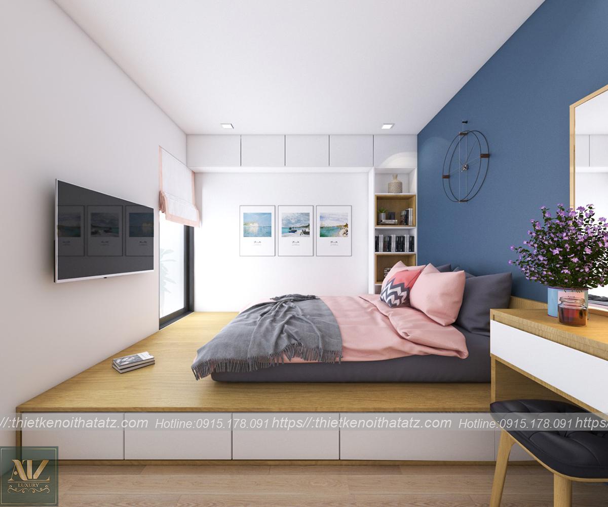 Thiết kế nội thất chung ư 70m2 2 phòng ngủ theo phong cách hiện đại