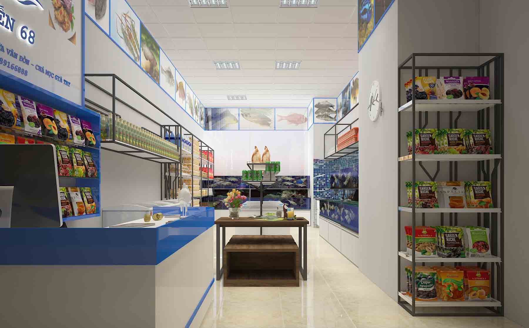 Dự án thiết kế cửa hàng hải sản tươi sống 65m2 cho chị Yến