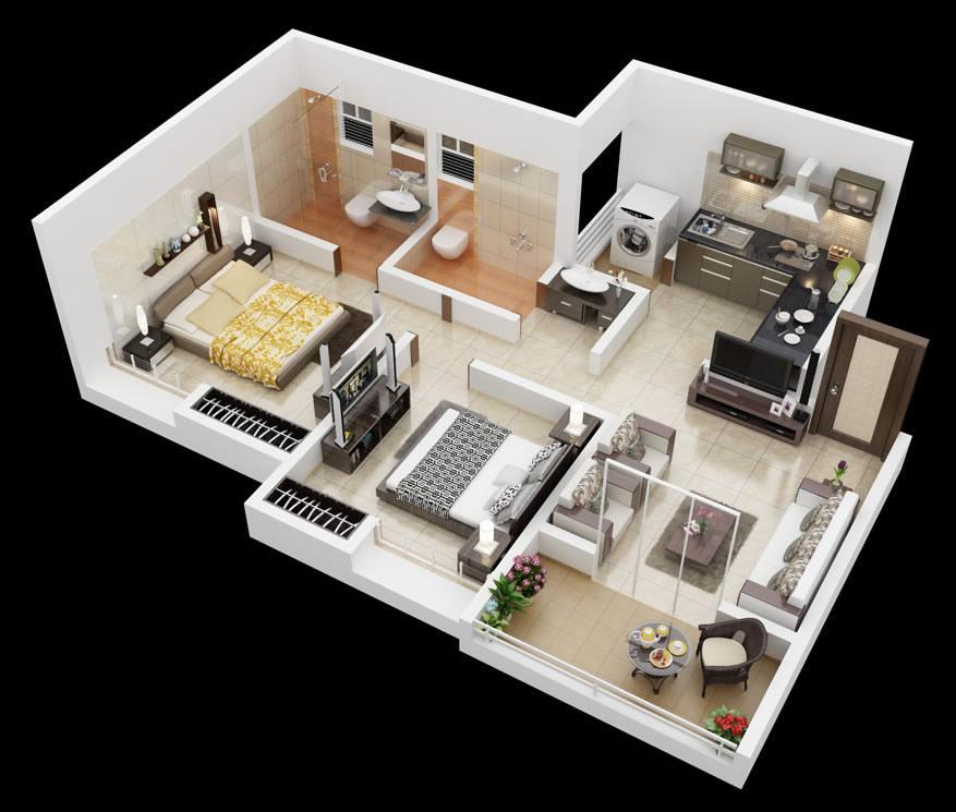 Mẫu thiết kế nội thất chung cư phong cách hiện đại 80m2 - Kiến Trúc C&B