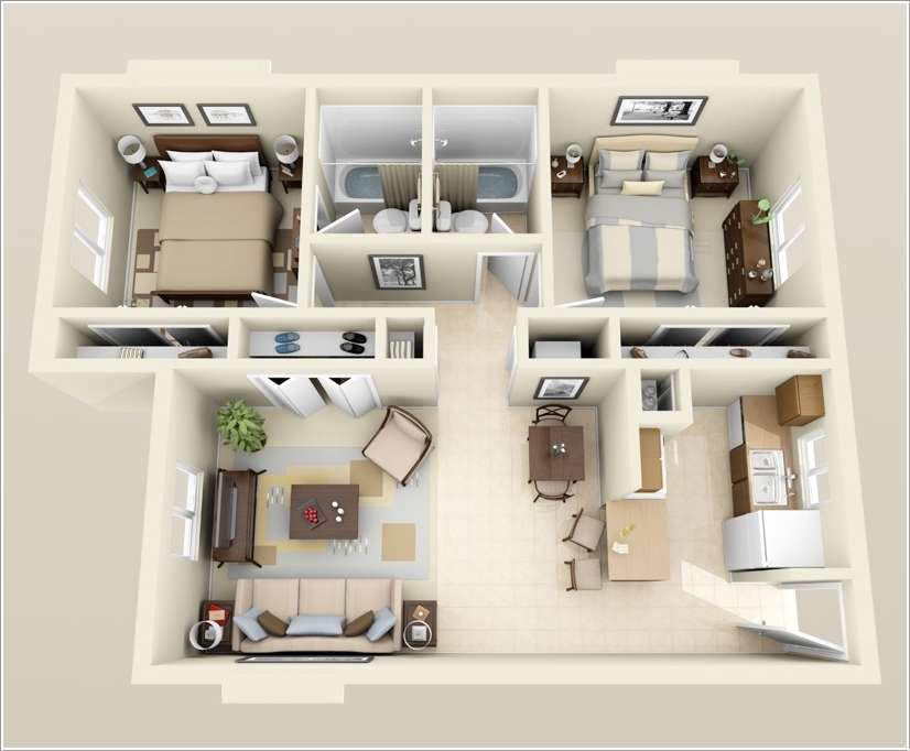 2 Mẫu thiết kế nội thất chung cư 60m2 hiện đại và bảng báo giá