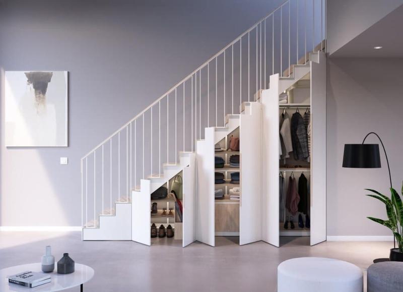 Cách trang trí tủ giày dép ở gầm cầu thang