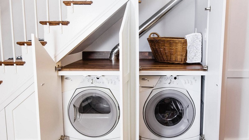 Tủ máy giặt trang trí gầm cầu thang