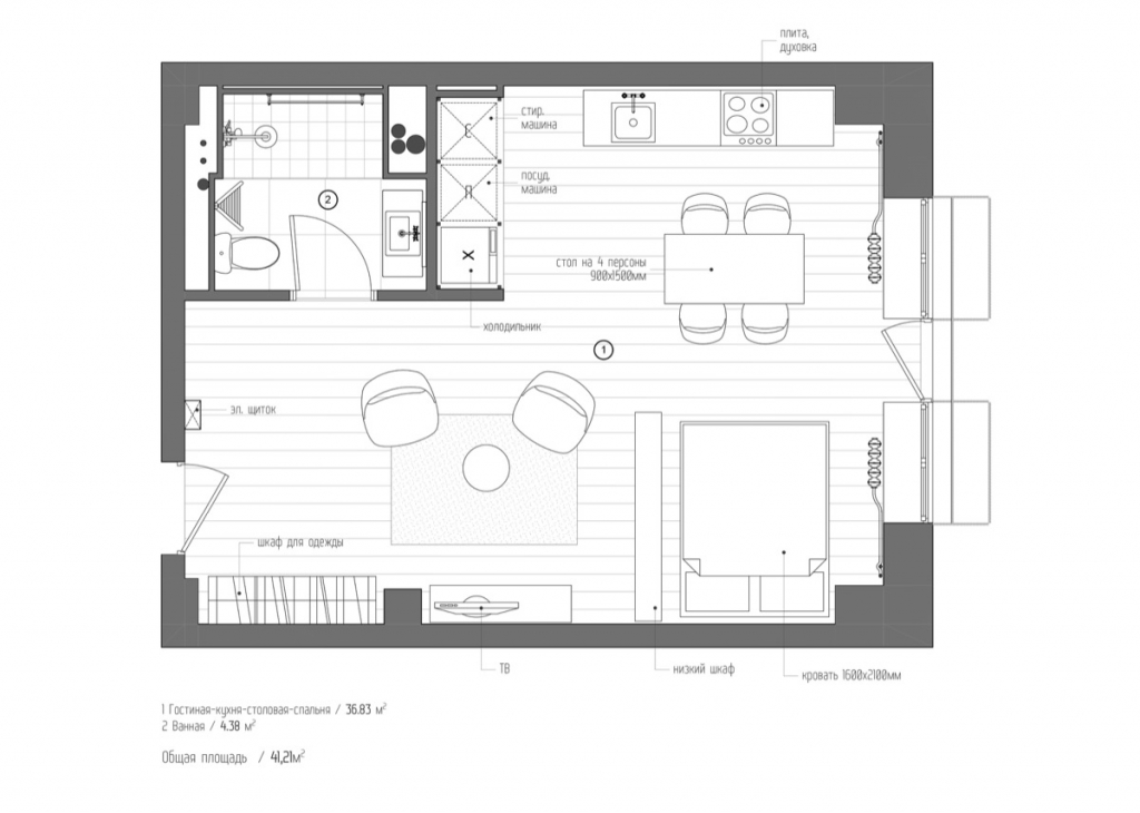 Thiết kế căn hộ studio 40m2 cho thuê cho anh Tuấn