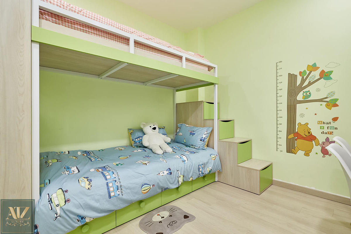 Thiết kế nội thất phòng ngủ cho bé trong căn hộ chung cư 55m2