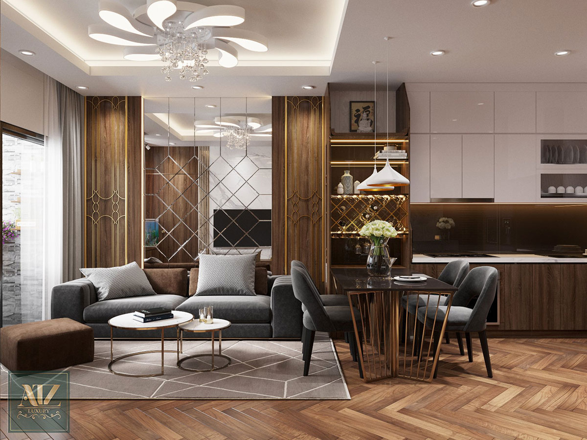 Mẫu nội thất căn hộ 55m2 tại CT2 Xa La Hà Đông phong cách Luxury
