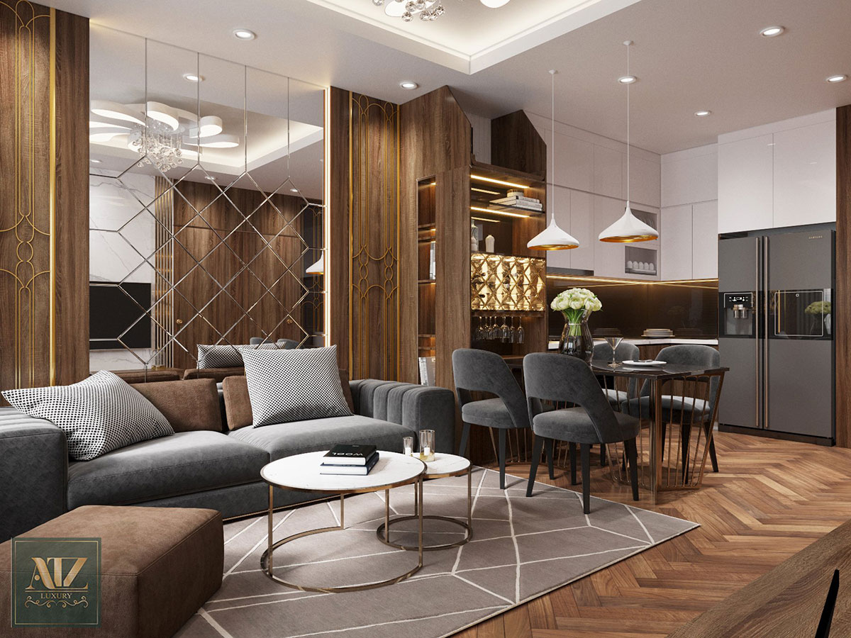 Mẫu nội thất căn hộ 55m2 tại CT2 Xa La Hà Đông phong cách Luxury