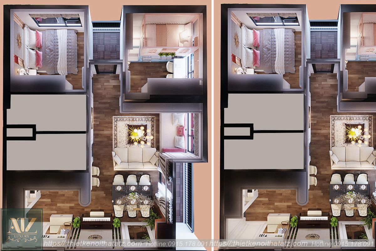 Mẫu nội thất chung cư 55m2 2 phòng ngủ tại Vinhomes Smart City của chị Thủy