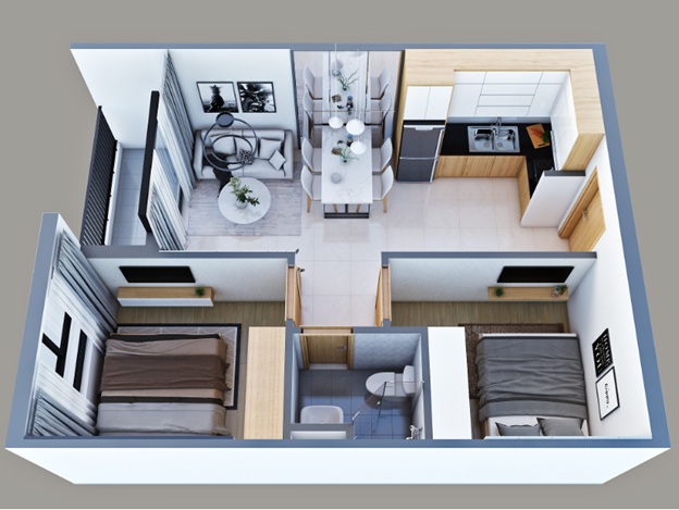 Khám phá mẫu thiết kế nội thất căn hộ 80m2 siêu tiện nghi  ROMAN