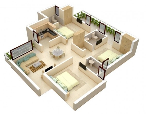 Thiết kế nội thất nhà chung cư 100m2 3 phòng ngủ cực ấn tượng