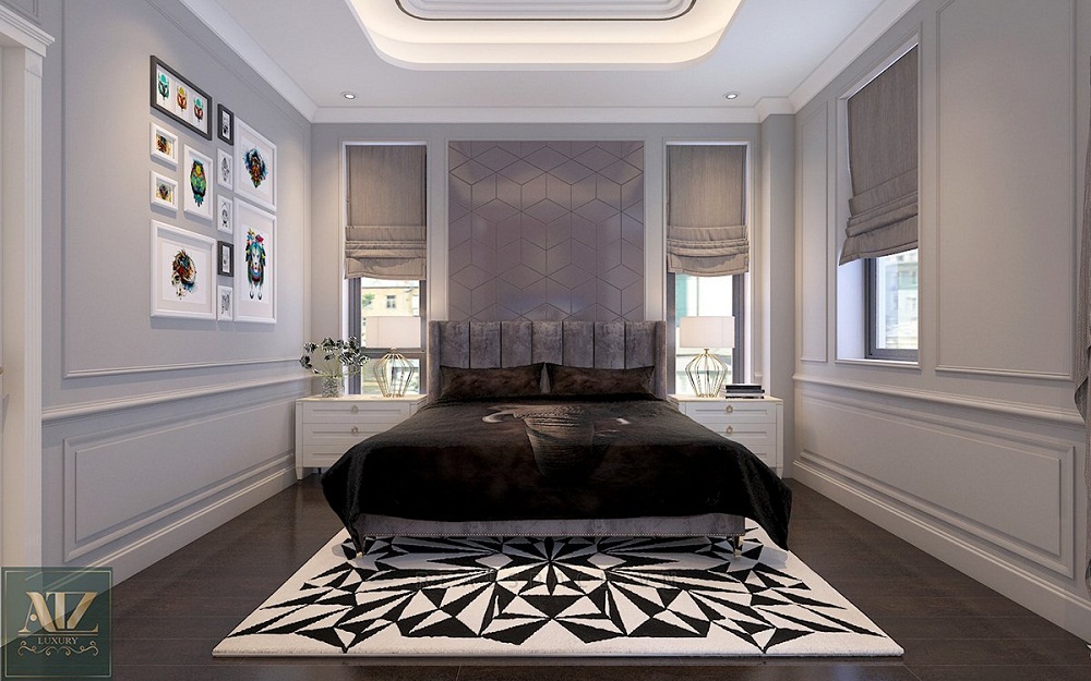 Thiết kế nội thất phòng ngủ chính tại biệt thự song lập Vinhomes GreenBay theo phong cách tân cổ điển