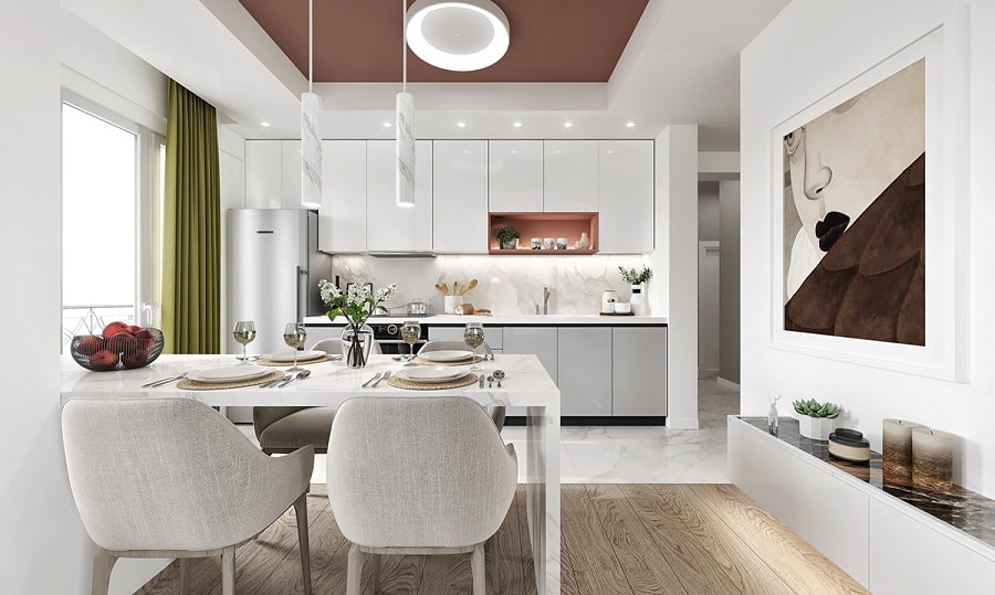 Mẫu thiết kế căn hộ 80m2 3 phòng ngủ bố trí không gian đẹp và sang trọng