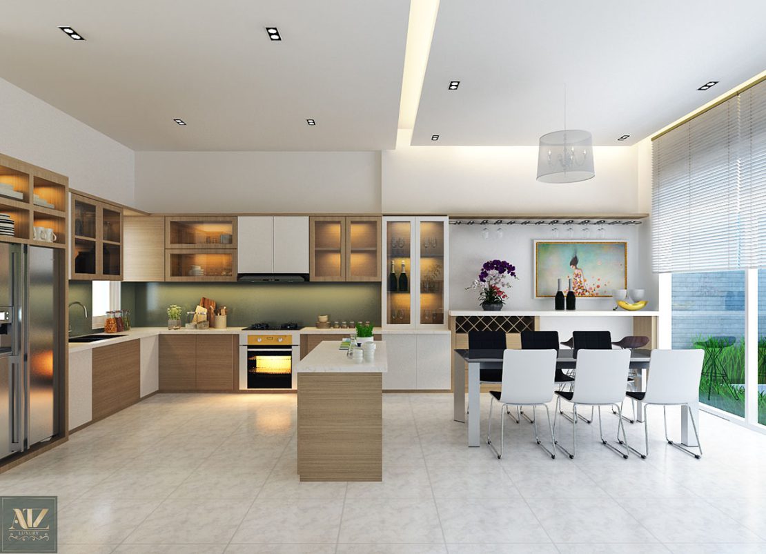 Nội thất phòng bếp nhà ống 3 tầng 90m2