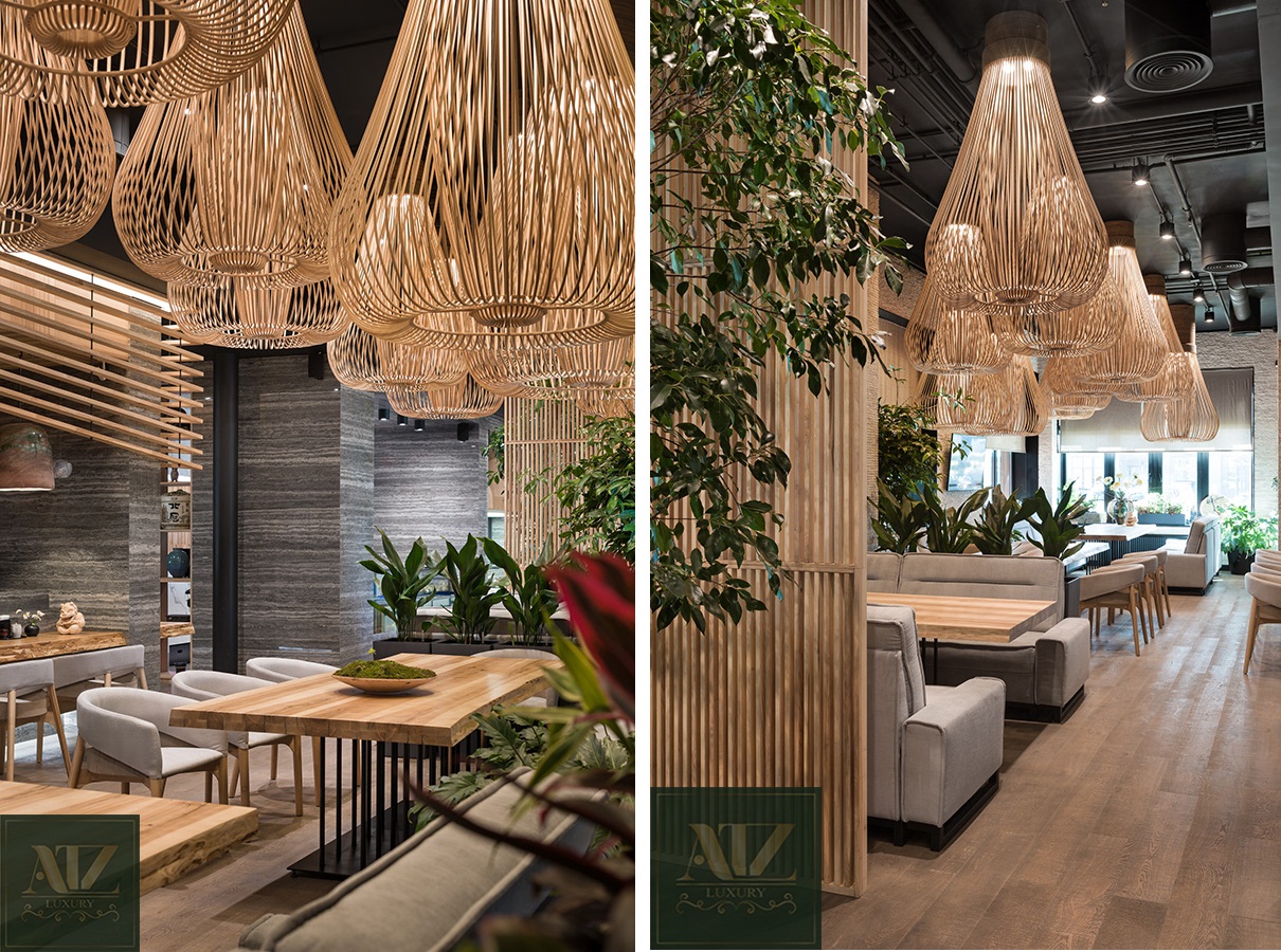 Mẫu thiết kế nội thất nhà hàng Nhật phong cách hiện đại đẹp mê ly