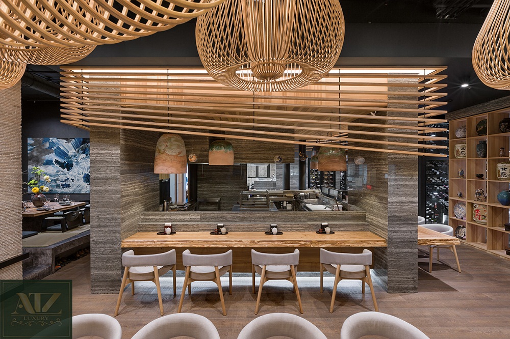 Thiết kế nội thất và trang trí nhà hàng Nhật bằng tre, gỗ