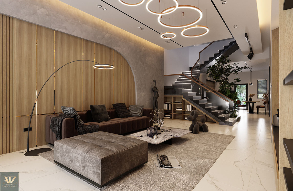 Thiết kế nội thất phòng khách lạ mắt cho nhà phố 4m ở Hải Dương