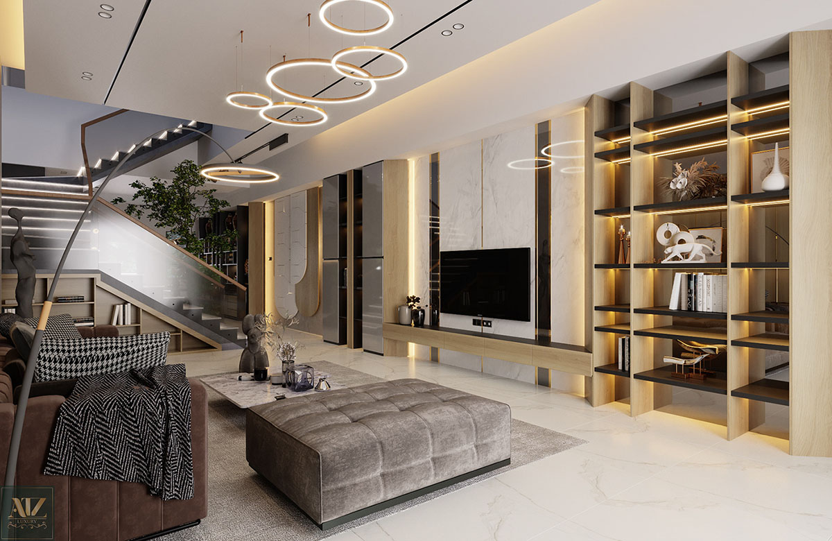 Thiết kế nội thất phòng khách lạ mắt cho nhà phố 4m ở Hải Dương