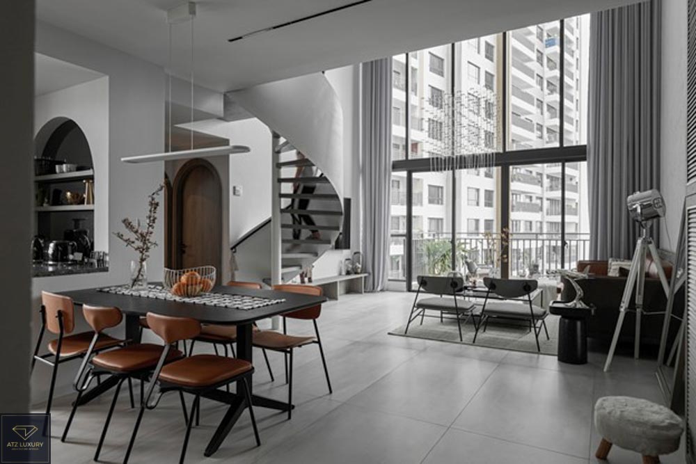 Phòng ăn căn hộ duplex thông tầng