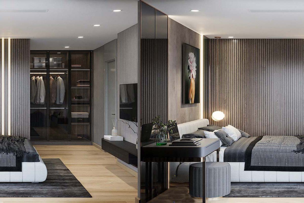 Mẫu nội thất phòng ngủ căn hộ 100m2 tại Chelsea Residences