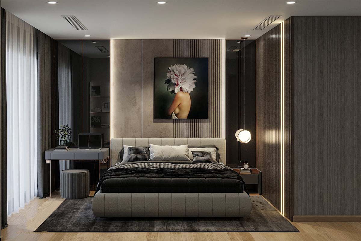 Mẫu nội thất phòng ngủ căn hộ 100m2 tại Chelsea Residences