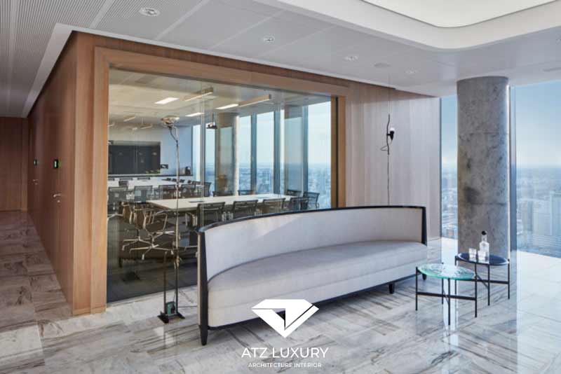 Sàn được lát đá hoa cương sáng bóng càng tạo nên sự đẳng cấp cho tổng thể không gian.