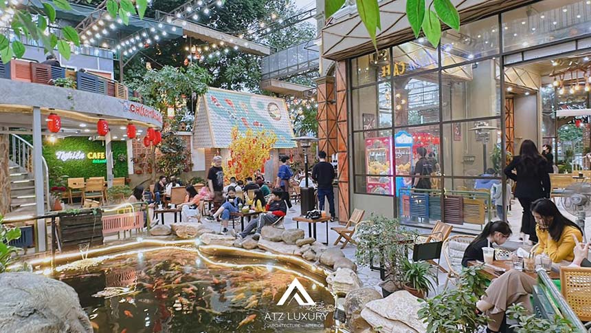 các mẫu thiết kế quán cafe cá Koi đẹp