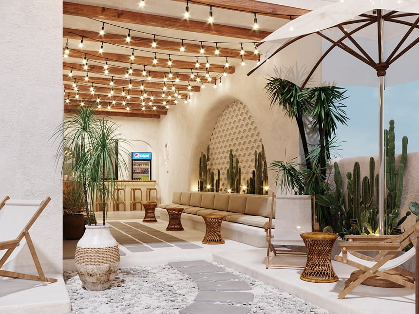 Thiết kế quán cafe phong cách Địa Trung Hải