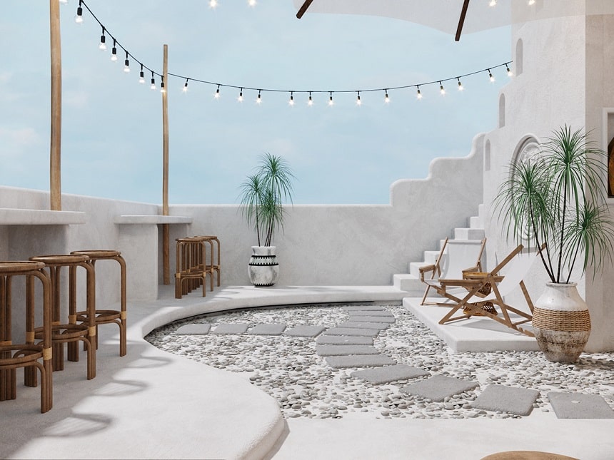 Thiết kế quán cafe phong cách Địa Trung Hải