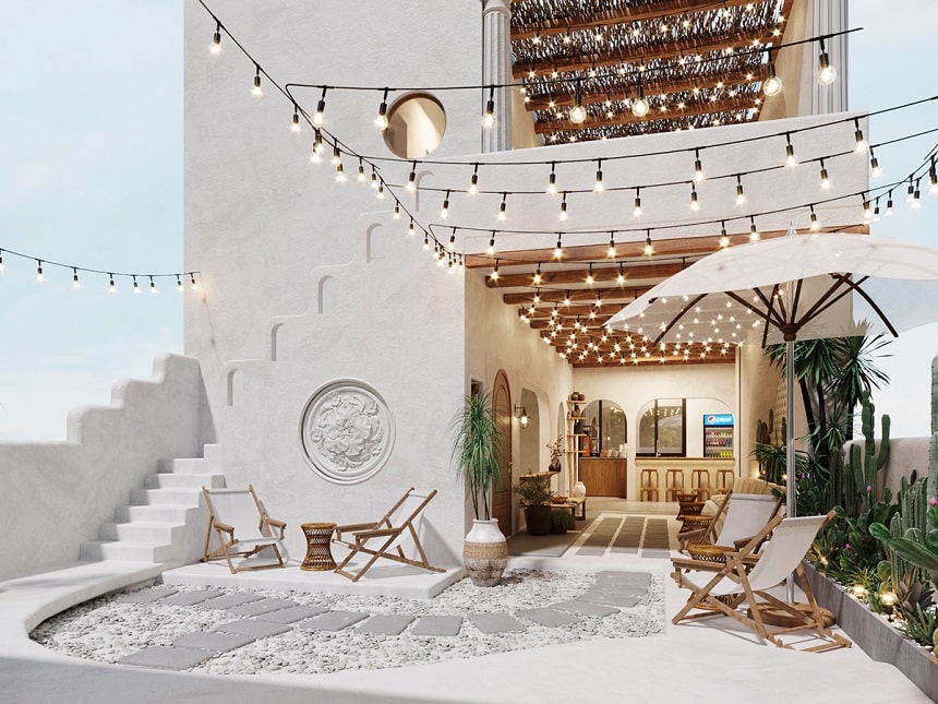 Thiết kế quán cafe phong cách Địa Trung Hải