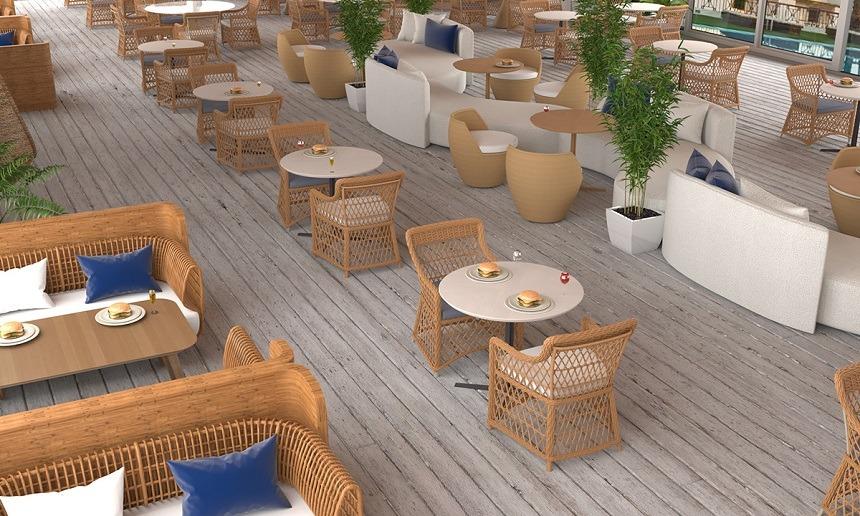 Mẫu thiết kế quán cafe kết hợp nhà hàng theo phong cách Địa Trung Hải