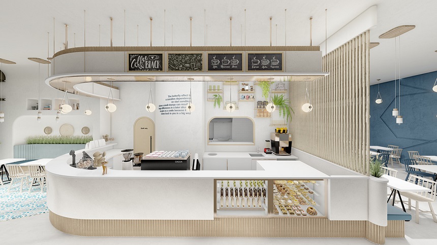 Mẫu thiết kế quán cafe theo phong cách Địa Trung Hải - Butterfly Cafe