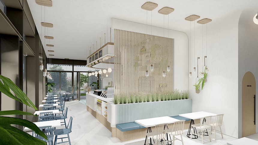 Mẫu thiết kế quán cafe theo phong cách Địa Trung Hải - Butterfly Cafe