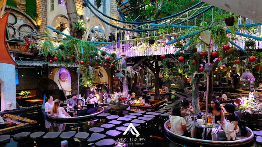 thiết kế cafe cá koi đẹp
