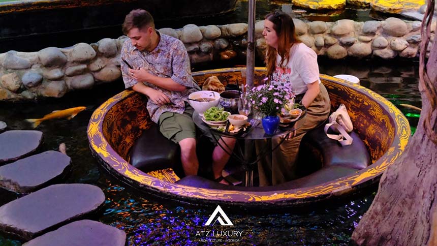 thiết kế cafe cá koi đẹp