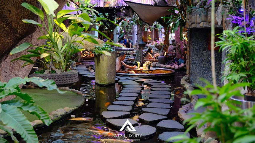 thiết kế cafe cá koi đẹp