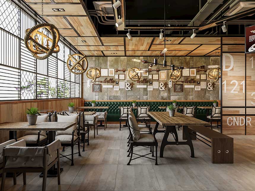 Thiết kế quán cafe phong cách công nghiệp Industrial xu hướng mới nhất