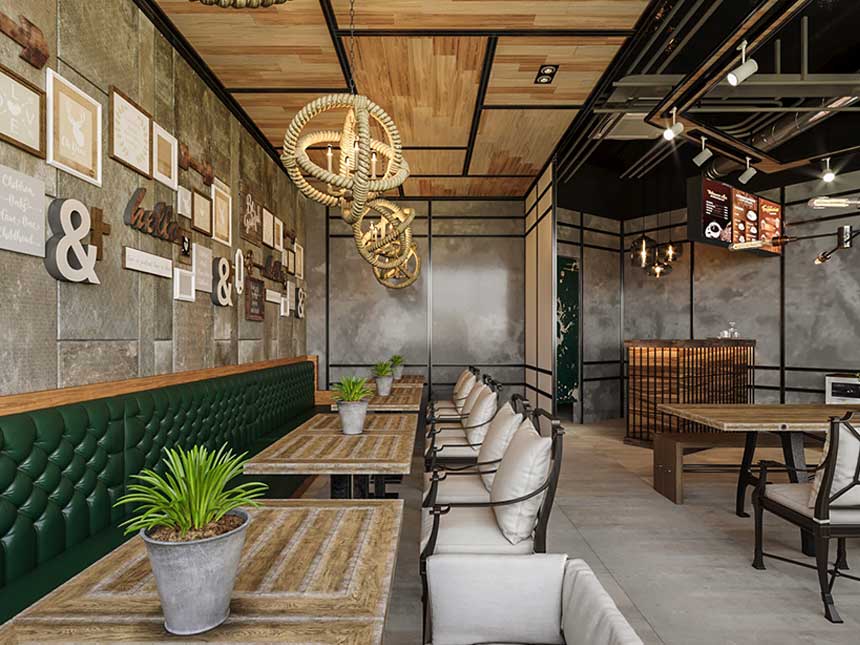 Thiết kế quán cafe phong cách công nghiệp Industrial xu hướng mới nhất