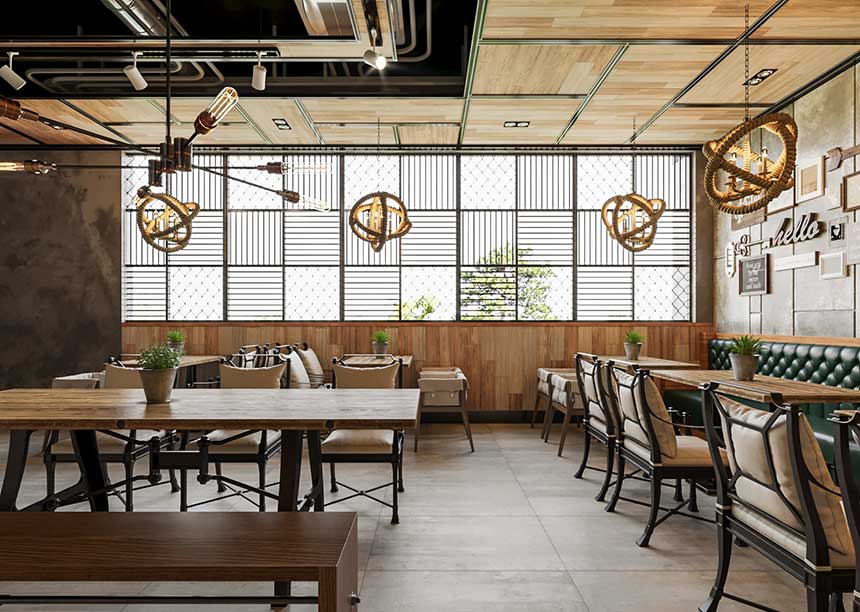 Thiết kế quán cafe phong cách công nghiệp Industrial xu hướng mới nhất