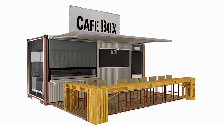 mô hình quán cafe bằng container
