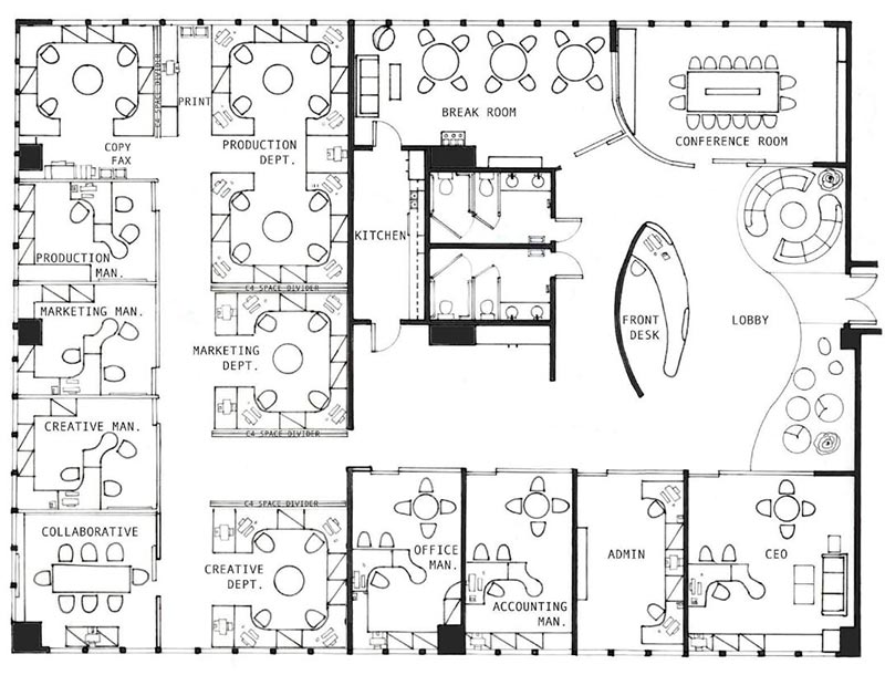 Các ký hiệu trên sơ đồ mặt bằng layout văn phòng