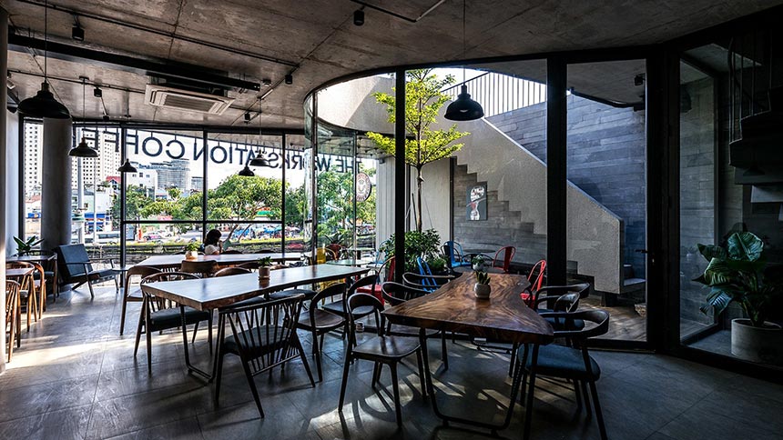 thiết kế quán cafe khung sắt 1